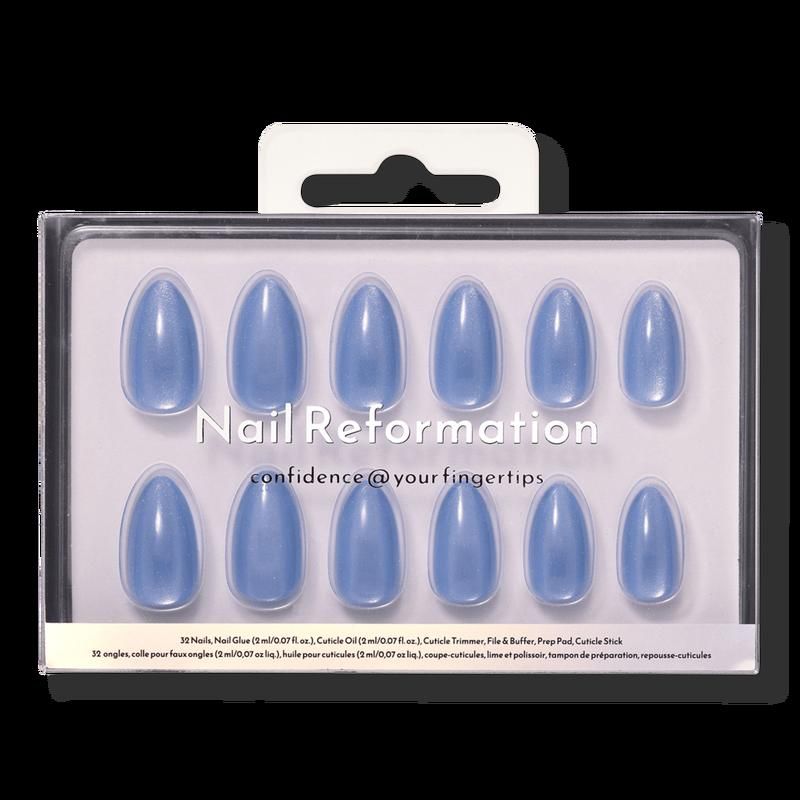 Clear Blue Press On Nails