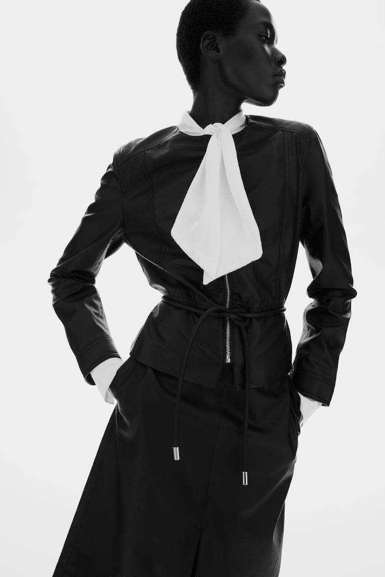 Coated Peplum Jacket