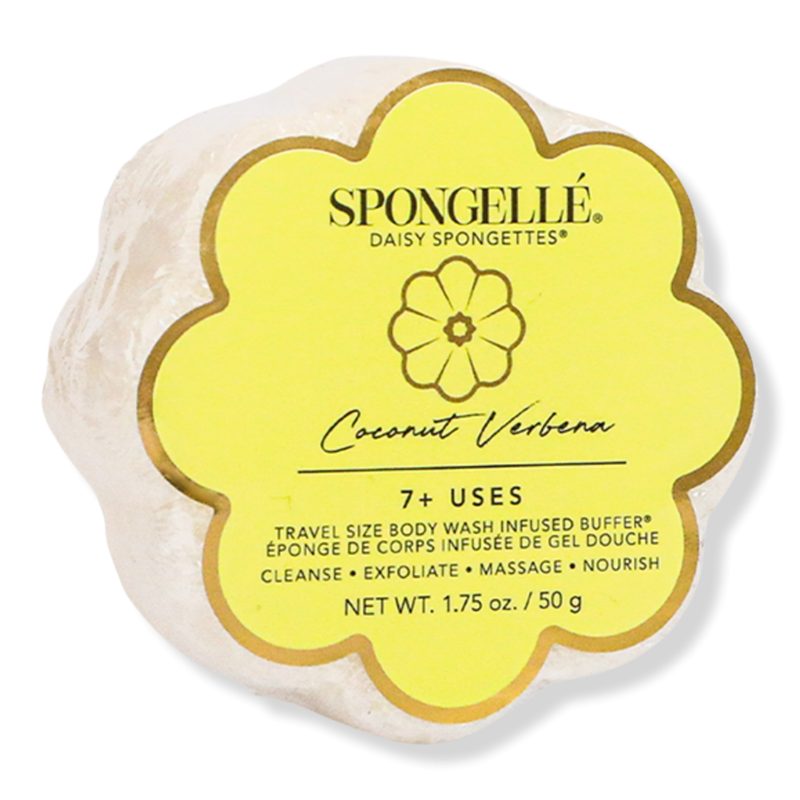 Coconut Verbena Daisy Spongette Built-In Body Wash & Bath Scrubber Travel Size 7+ Uses