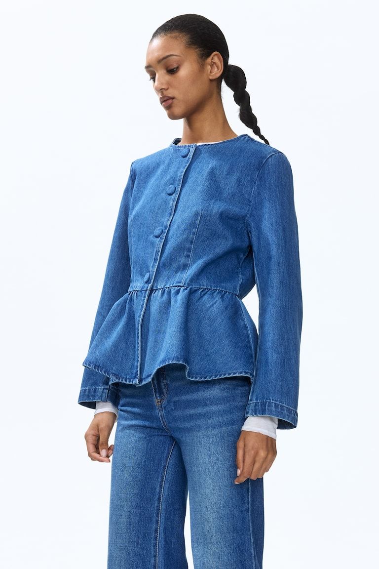 Collarless Peplum Jacket