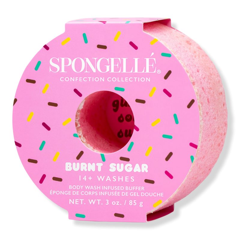 Confection Chiffon Rose Donut Bath Sponge Built-In Body Wash Shower Loofah for Women - Burnt Sugar