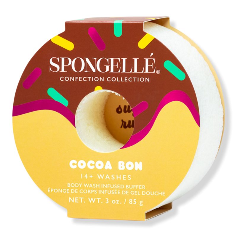 Confection Chiffon Rose Donut Bath Sponge Built-In Body Wash Shower Loofah for Women - Cocoa Bon