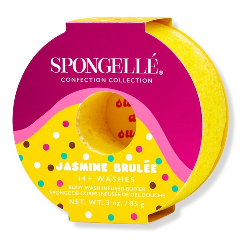 Confection Chiffon Rose Donut Bath Sponge Built-In Body Wash Shower Loofah for Women - Jasmine Brulee