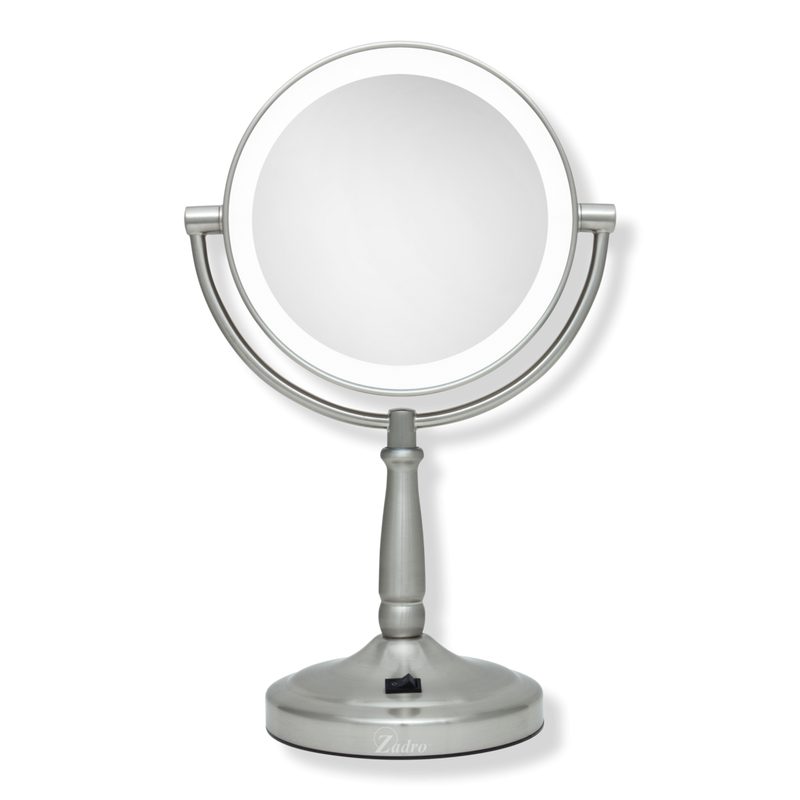Cordless LED Lighted Makeup Mirror with 5X/1X - Satin Nickel