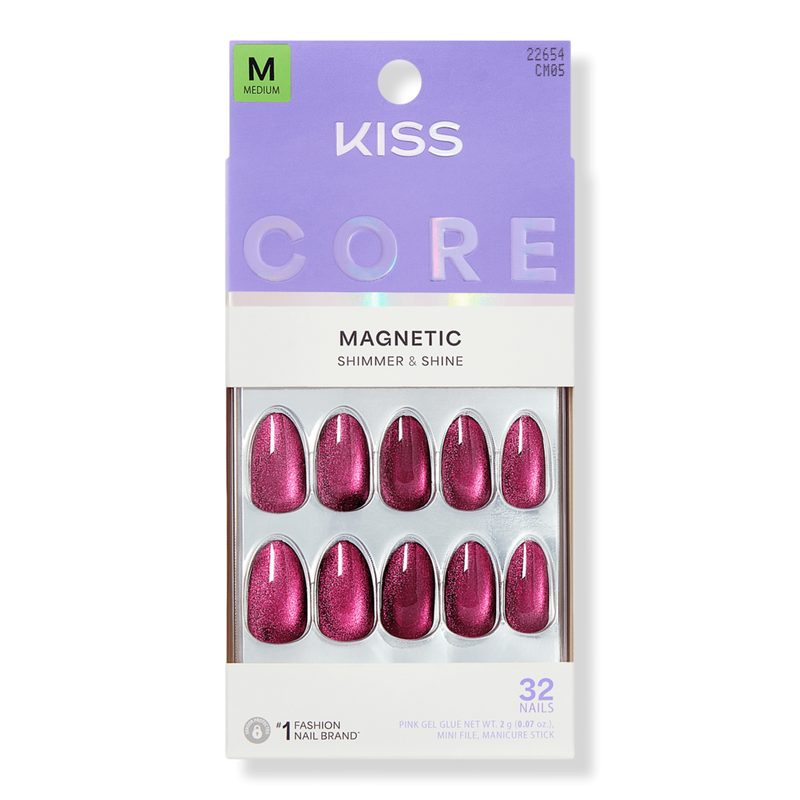 Core Magnetic Medium Almond Press On Nails - Glittering