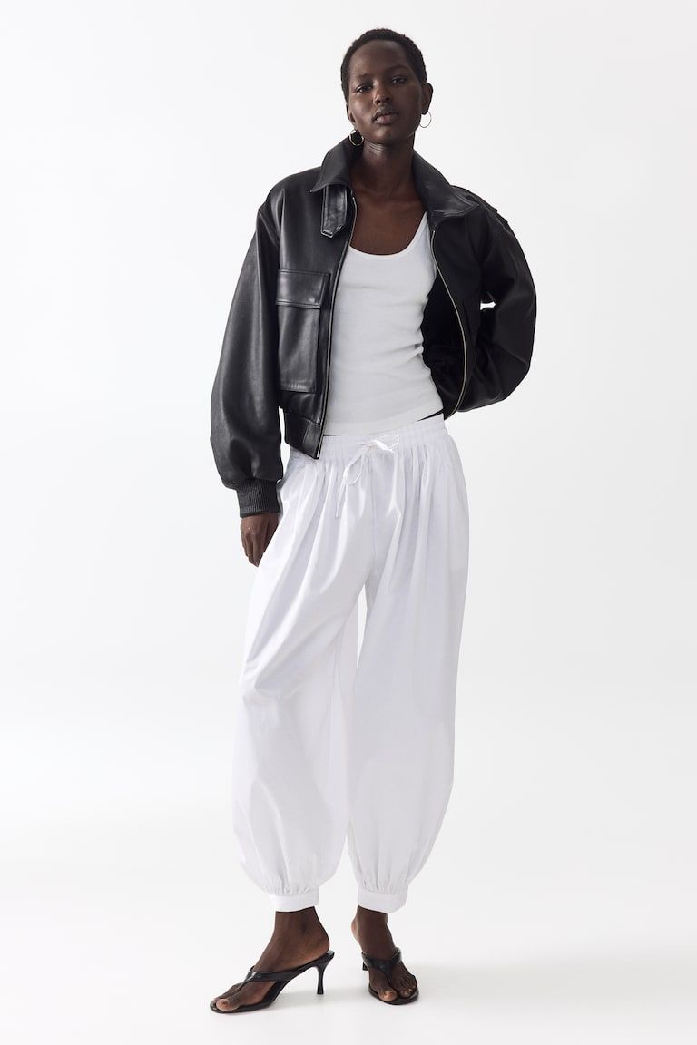 Cotton Balloon-Leg Pants