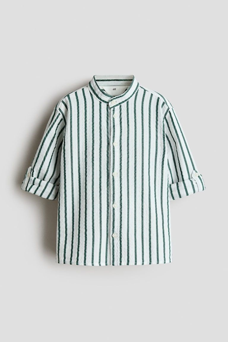 Cotton Band Collar Shirt