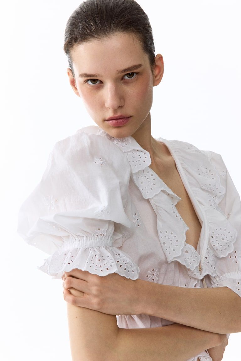 Cotton Blouse with Eyelet Embroidery
