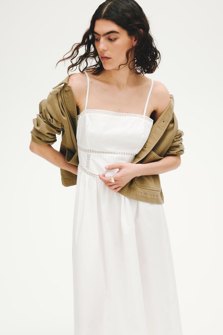 Cotton Dress with Tie-Top Shoulder Straps