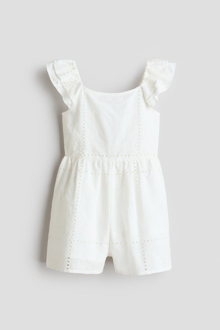 Cotton Jumpsuit with Eyelet Embroidery