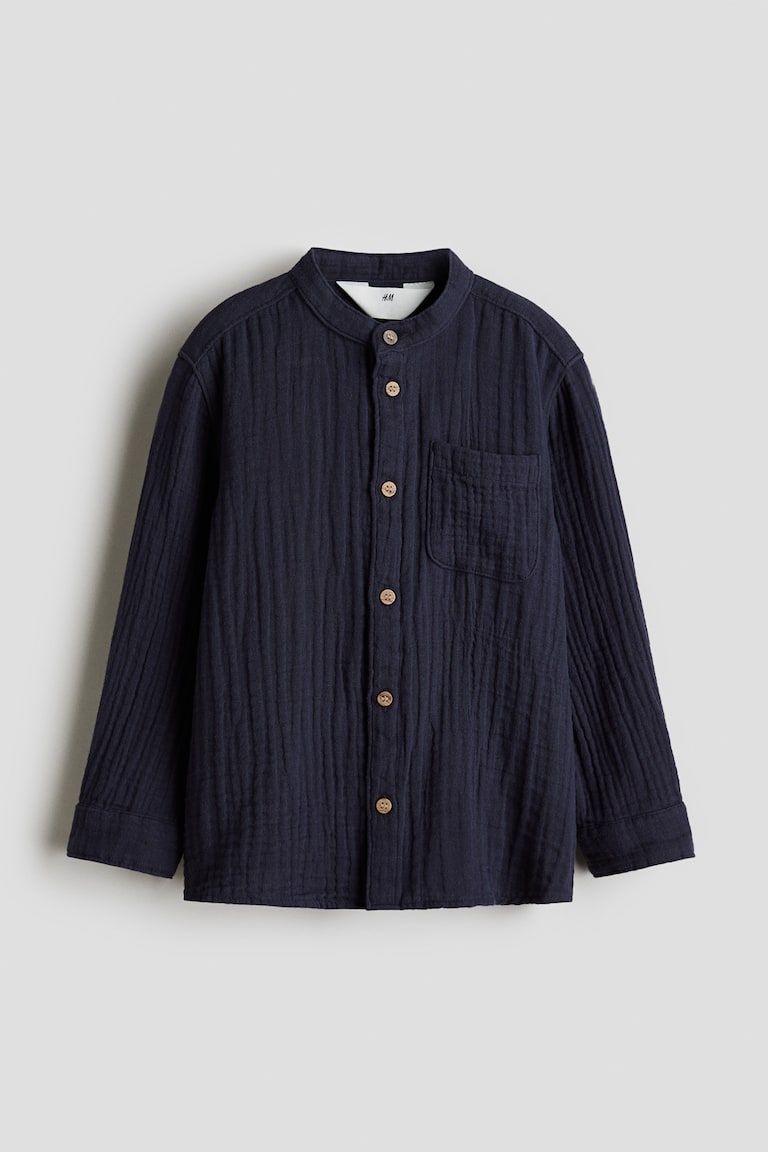 Cotton Muslin Henley Shirt