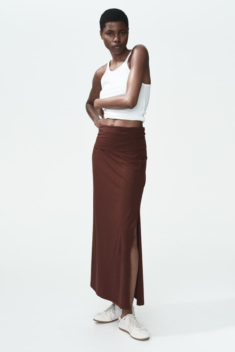 Cotton Skirt with Foldover Waist