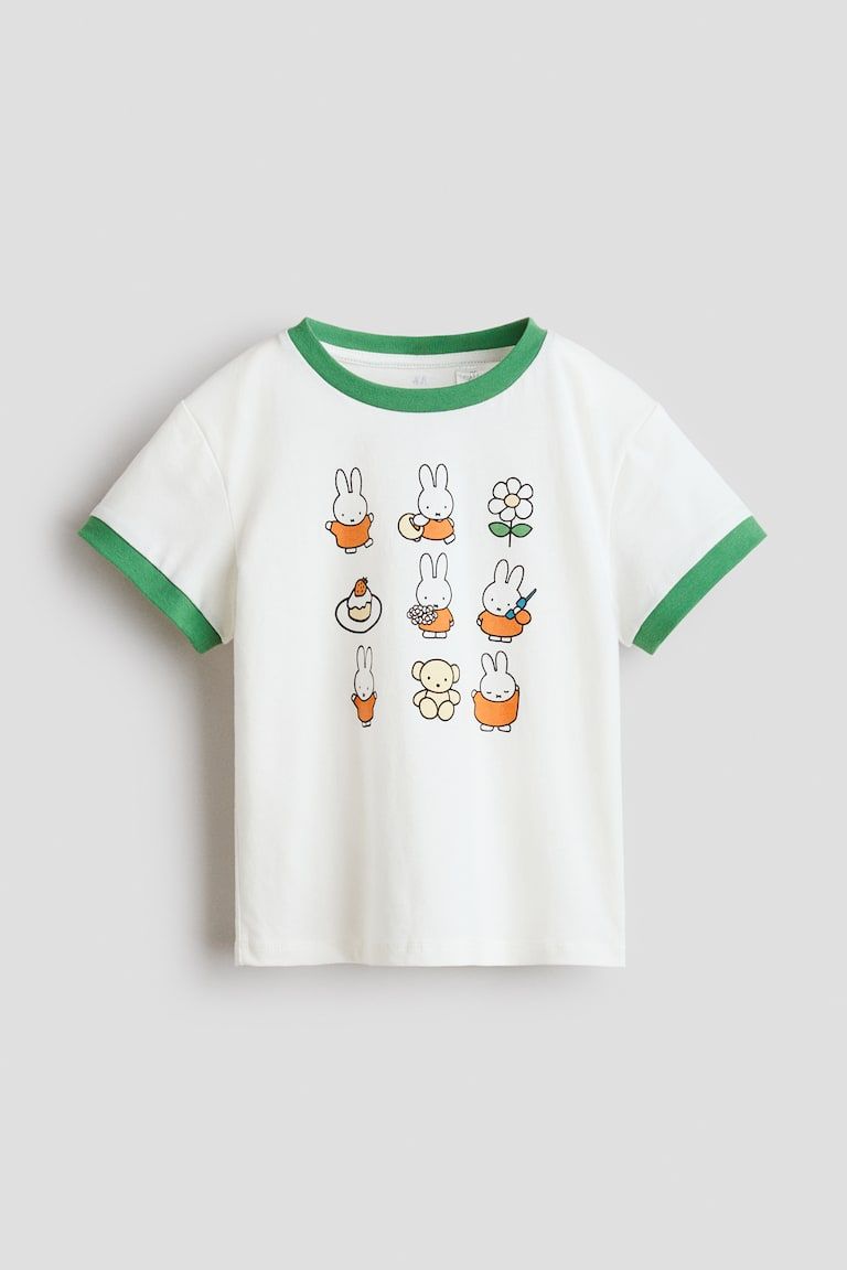 Cotton T-Shirt with Printed Motif