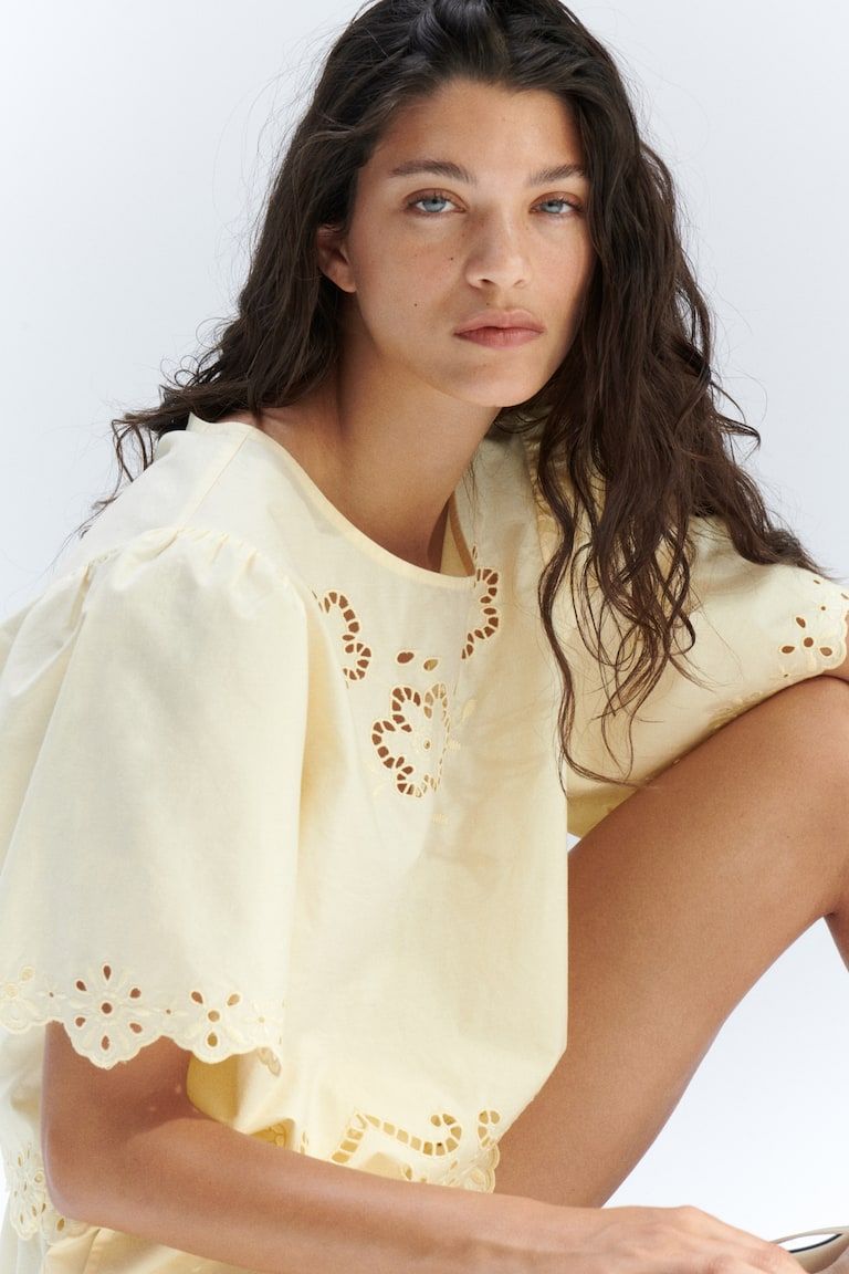 Cotton Top with Eyelet Embroidery