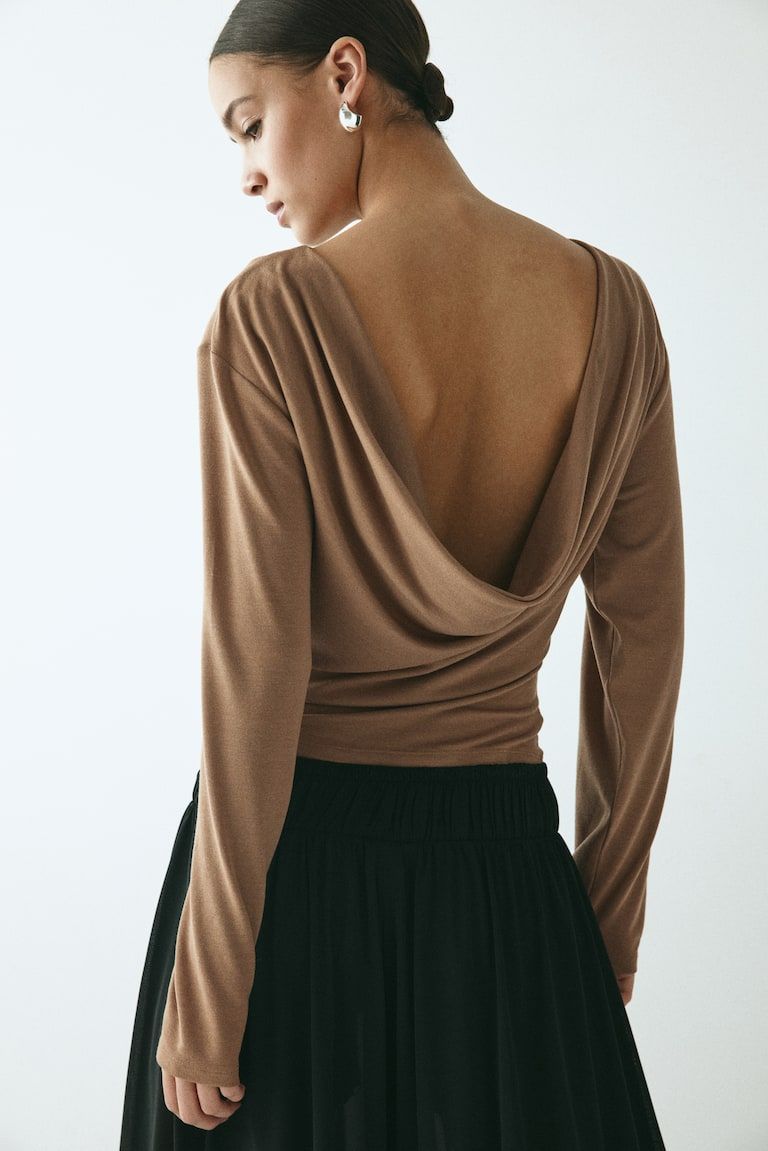 Cowl-Back Jersey Top