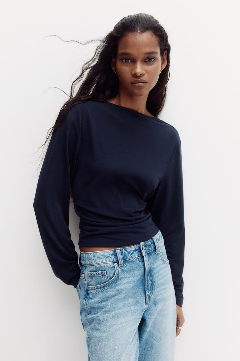 Cowl-Back Jersey Top