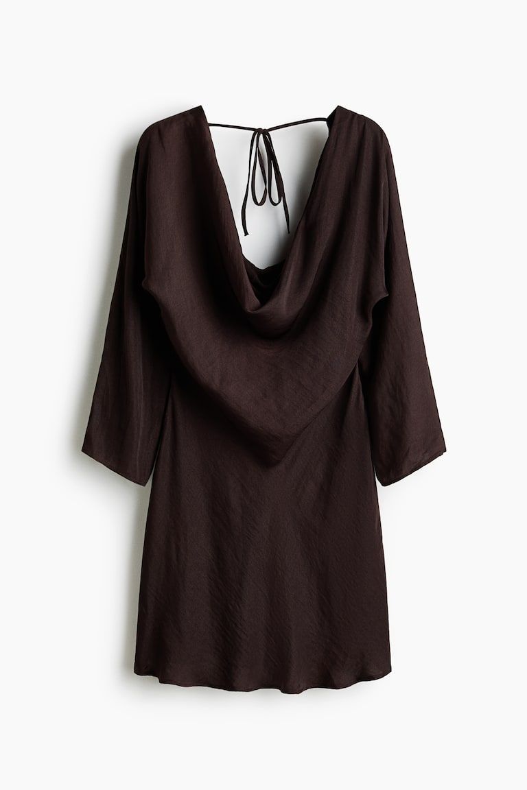 Cowl-Neck Dress with Flared Skirt