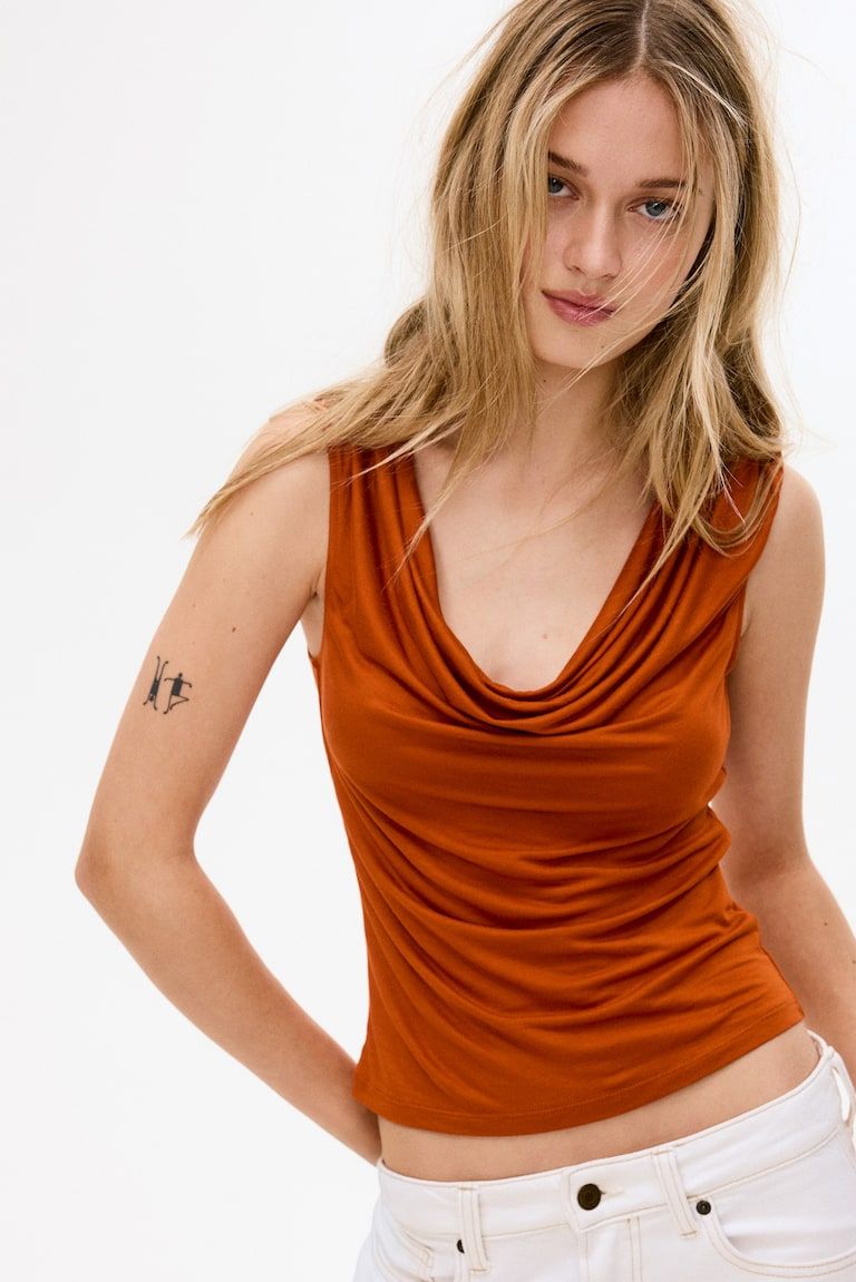 Cowl-Neck Jersey Top