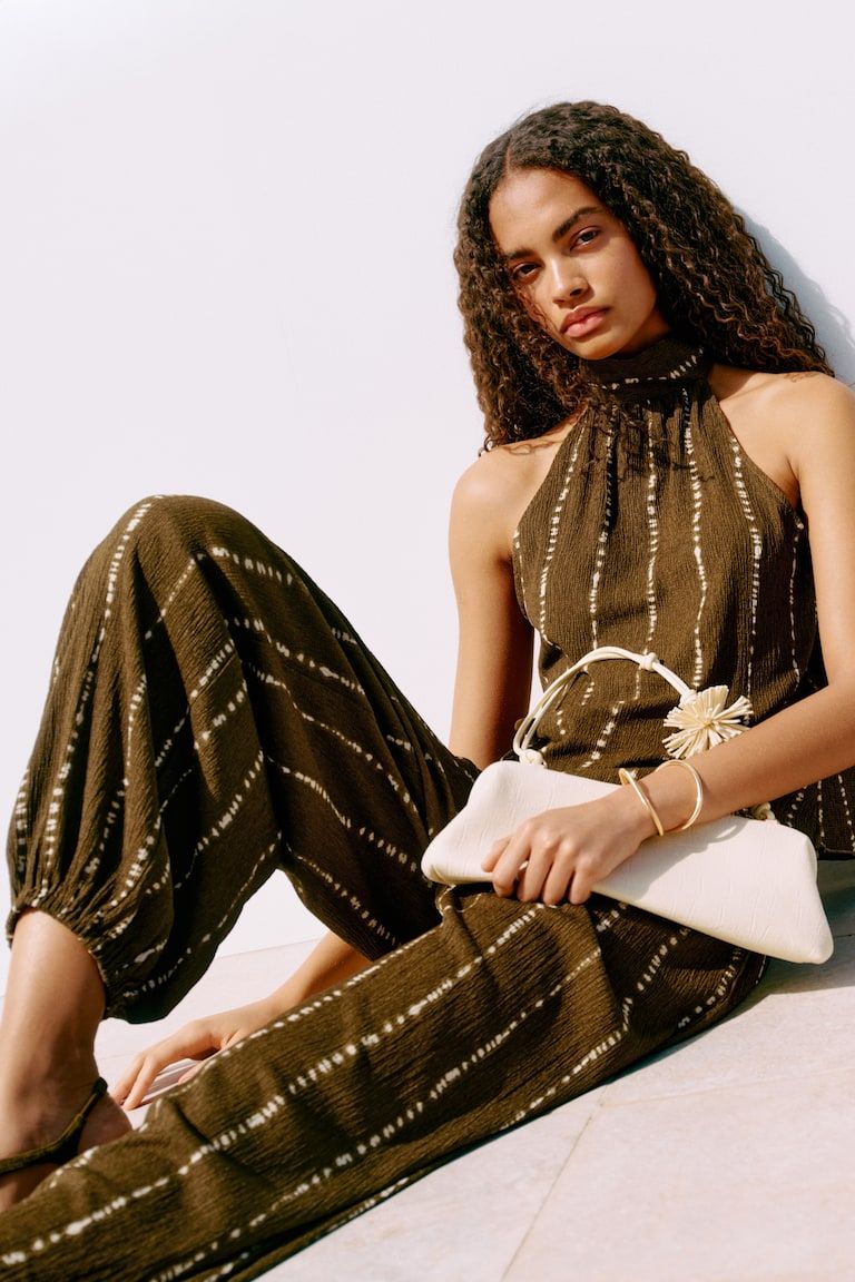 Crinkled Balloon-Leg Pants