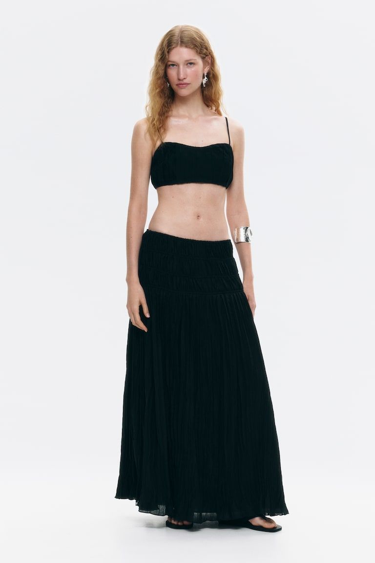 Crinkled Drawstring Skirt