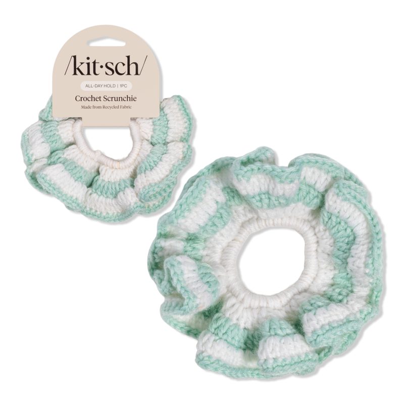 Crochet Hair Scrunchie - Seafoam Blue