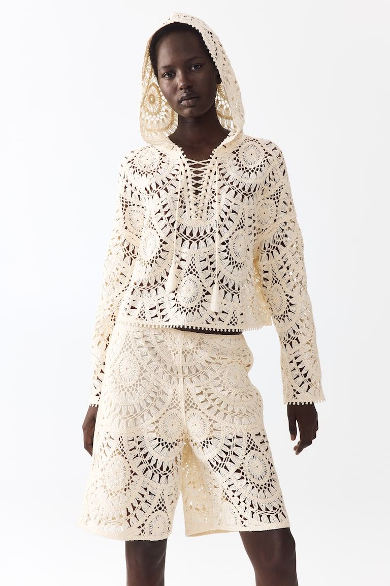 Crochet-Look Bermuda Shorts