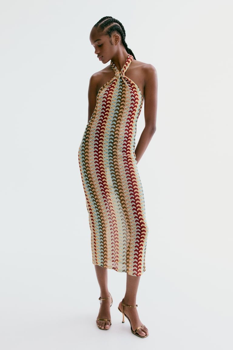 Crochet-Look Halterneck Dress