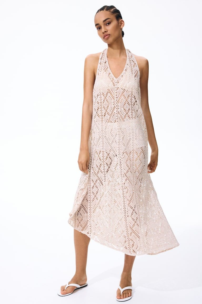 Crochet-Look Halterneck Dress