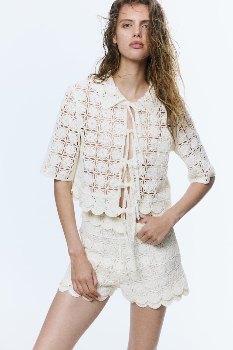 Crochet-Look Shorts