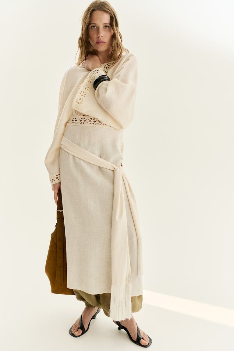 Crochet-Look Tunic Dress