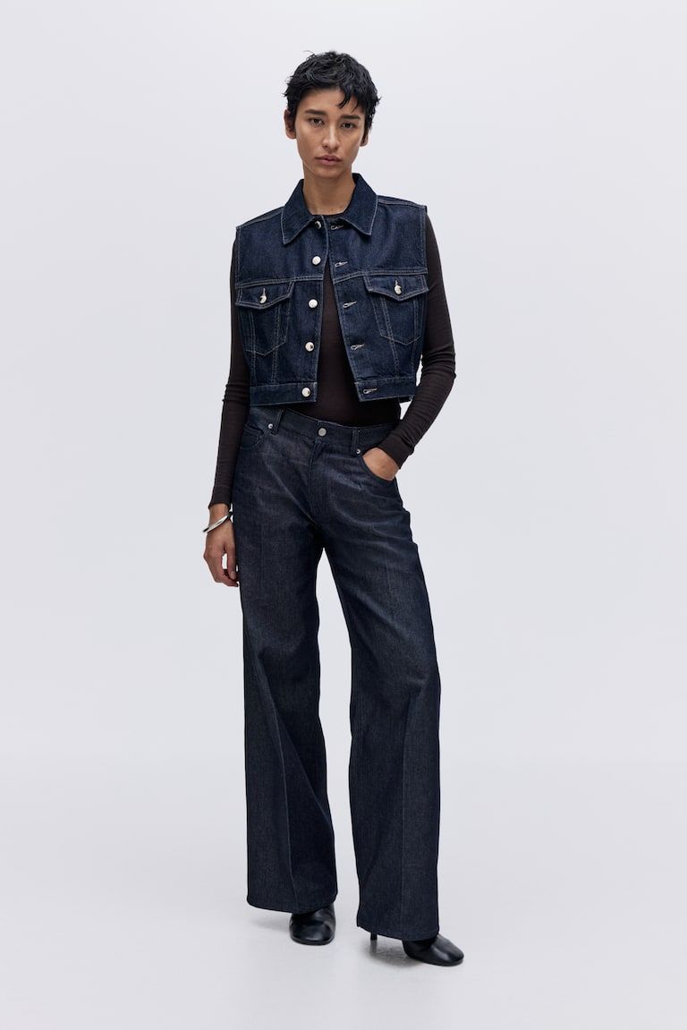 Cropped Denim Vest
