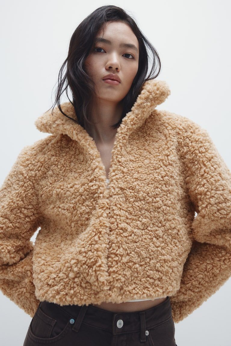 Cropped Teddy Fleece Jacket