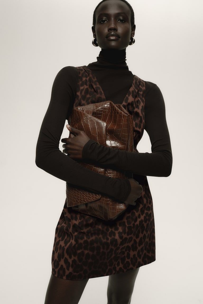 Defined-Waist V-Neck Dress