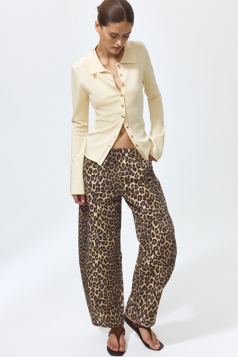 Denim Barrel-Leg Pants