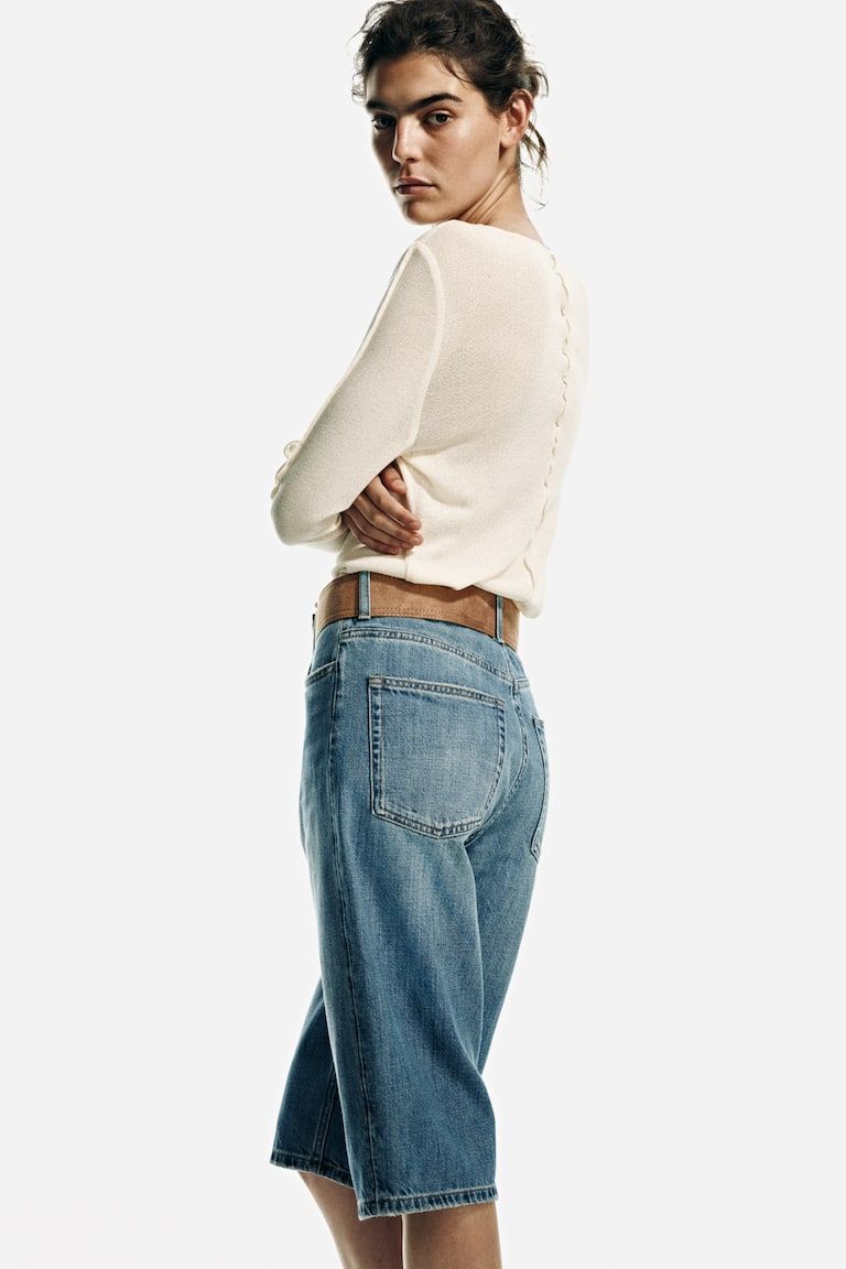 Denim Bermuda Shorts with Belt