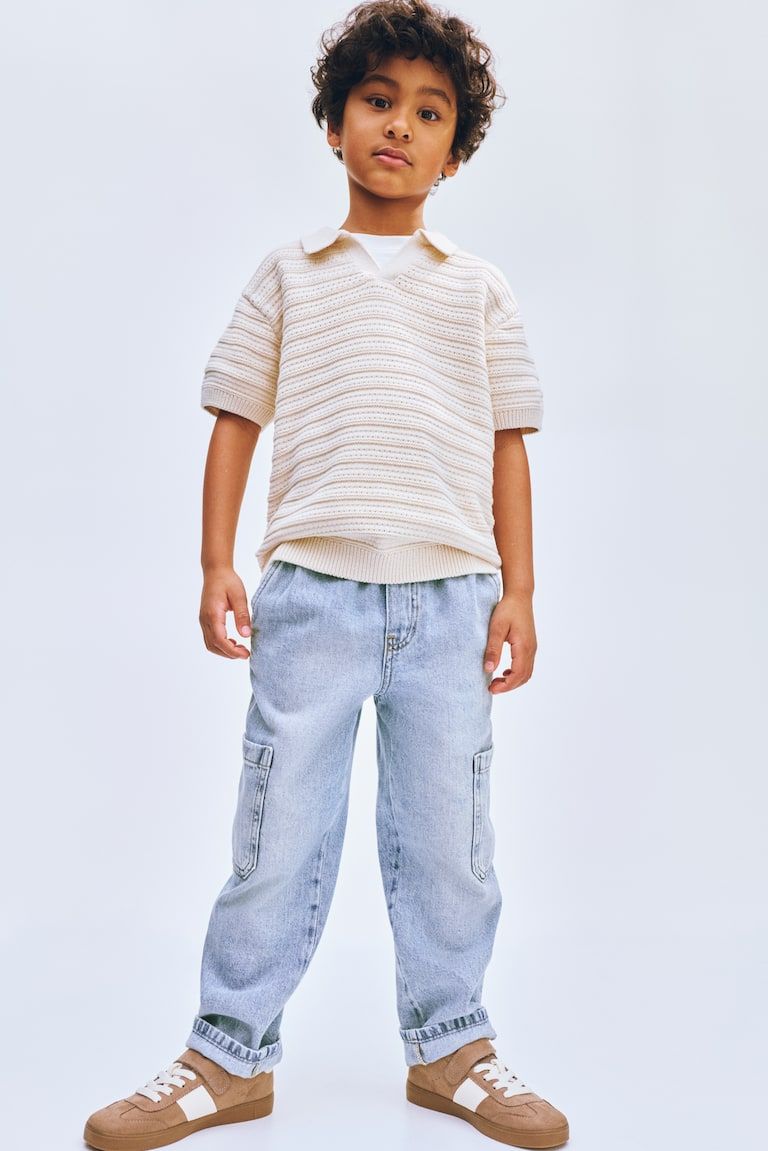 Denim cargo joggers