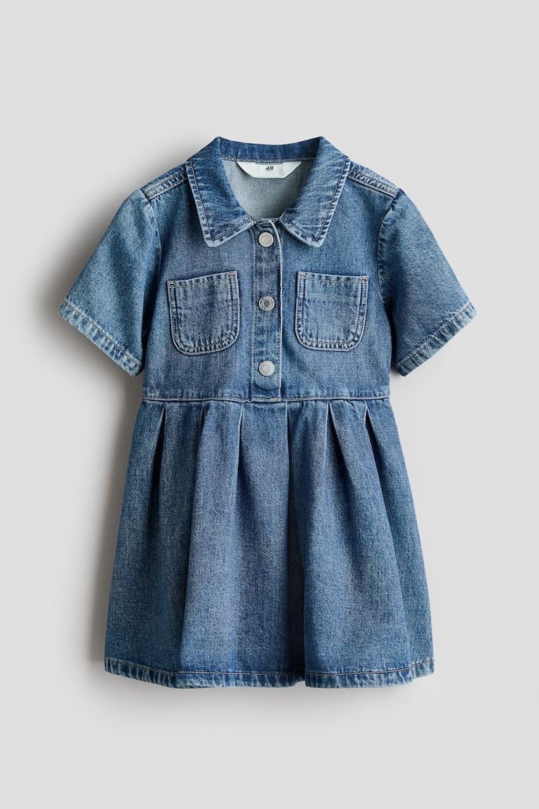 Denim Dress with Collar