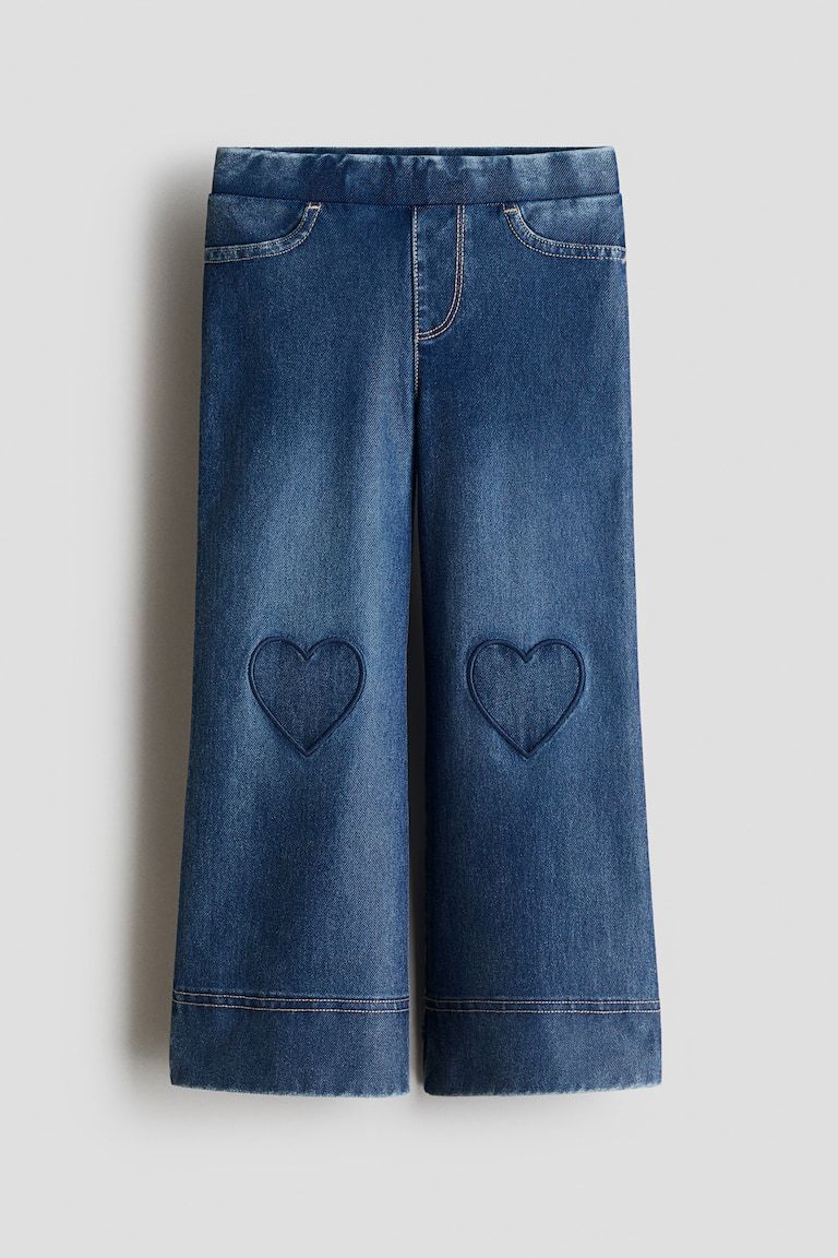 Denim-Look Wide-Leg Jeggings