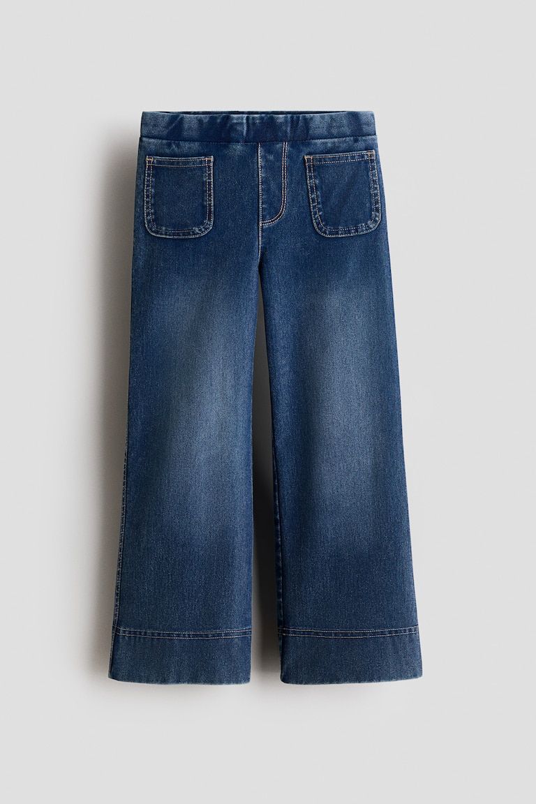Denim-Look Wide-Leg Jeggings