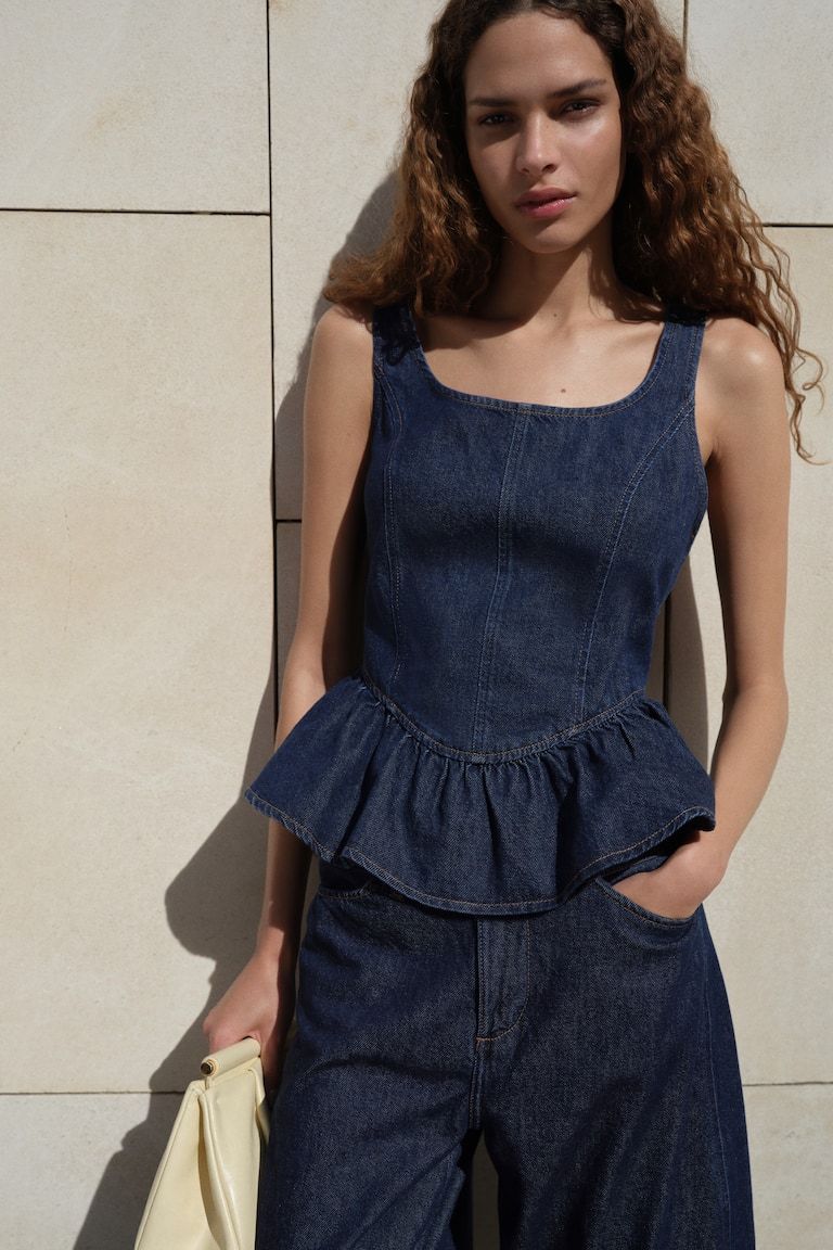 Denim Peplum Top