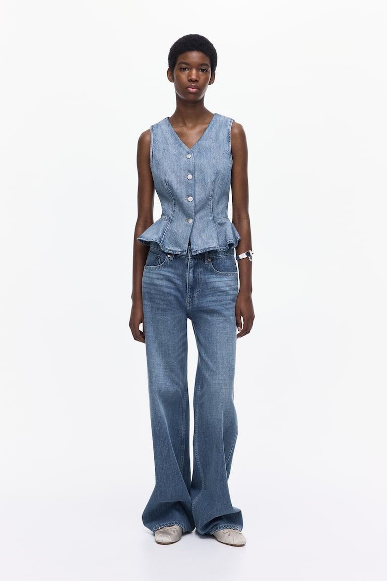 Denim Peplum Vest
