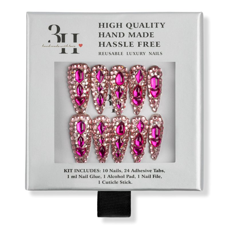 Diamond Diva Long Almond Press-On Nails - X-Small
