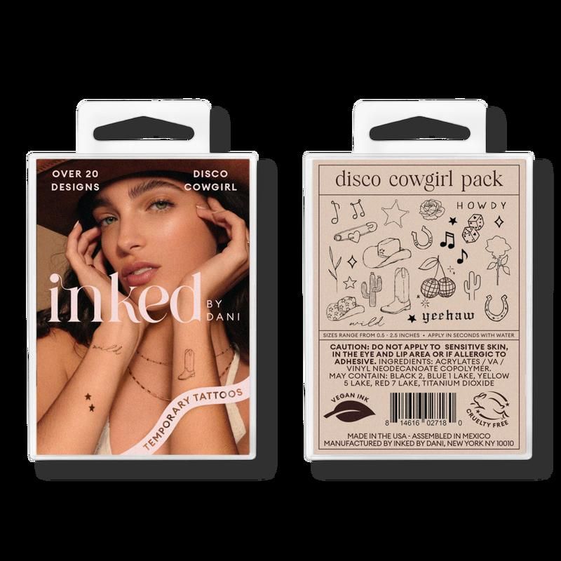 Disco Cowgirl Temporary Tattoo Pack
