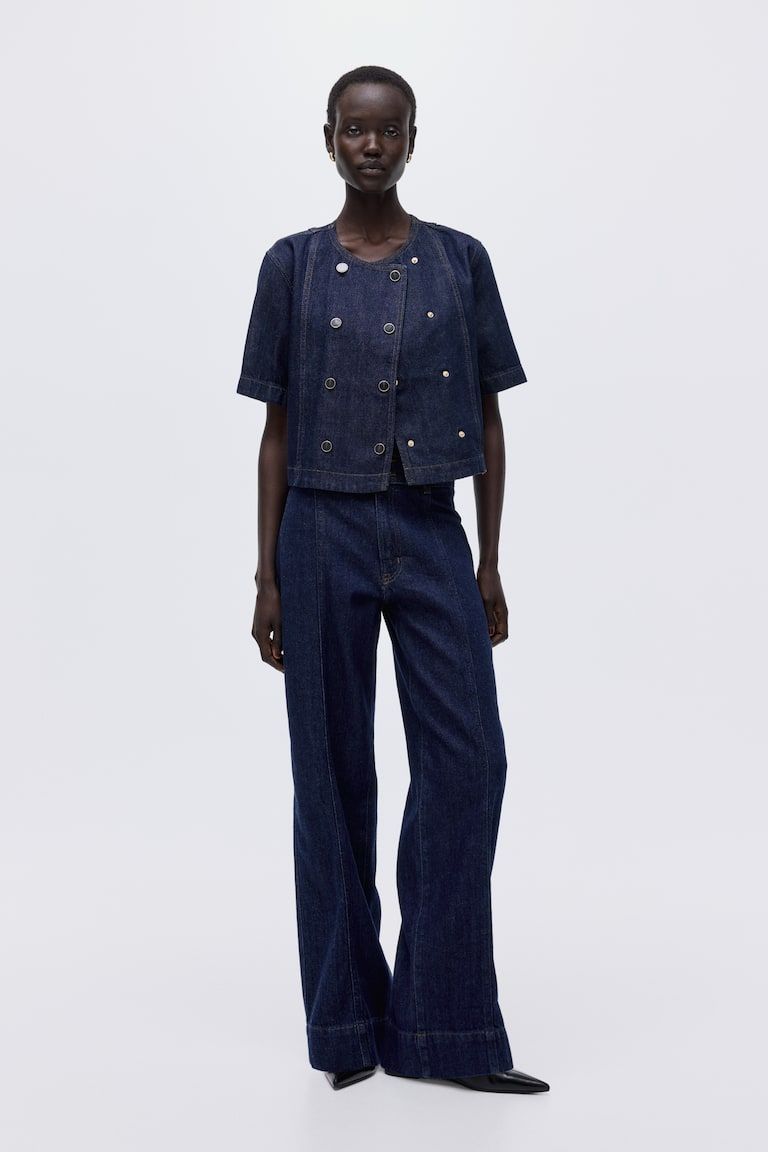 Double-Breasted Denim Shirt