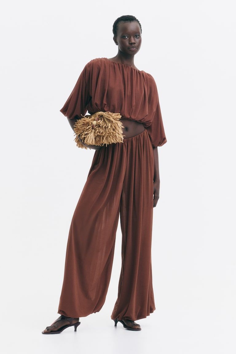 Draped Balloon-Leg Pants