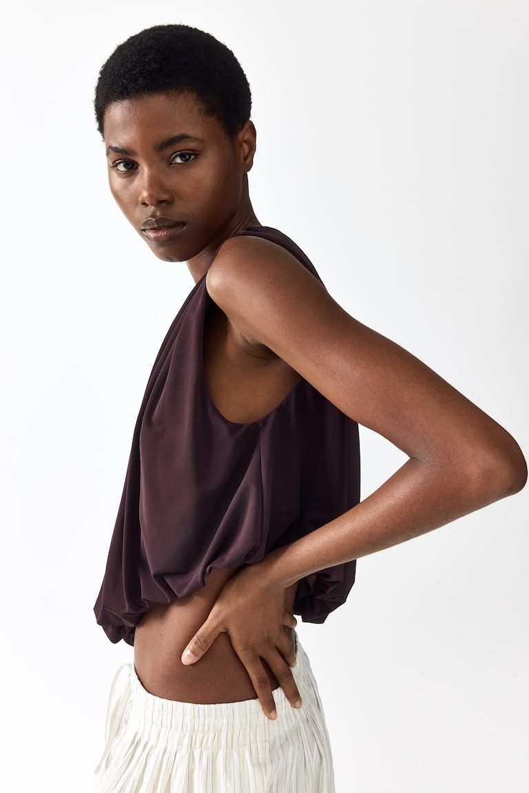 Draped Bubble-Hem Top