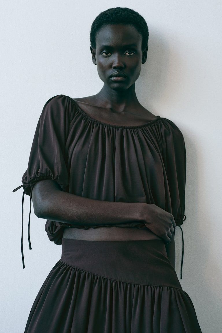 Draped Drawstring-Detail Top