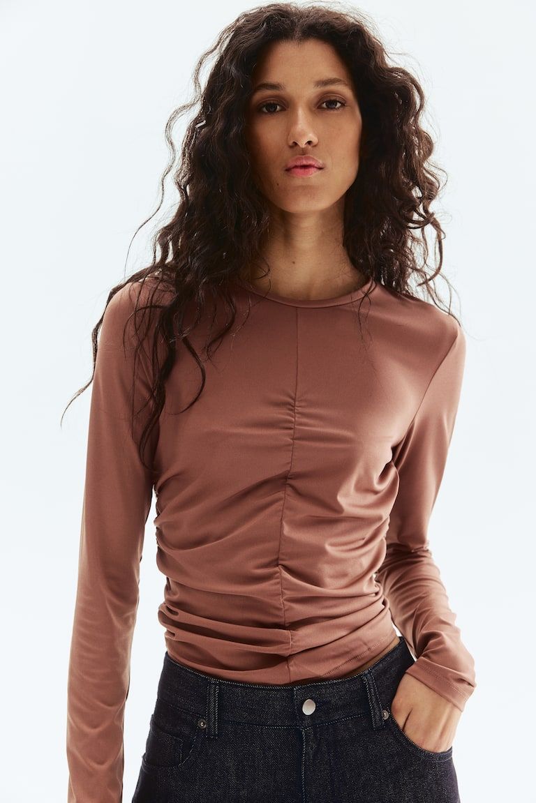 Draped Long-Sleeved Top