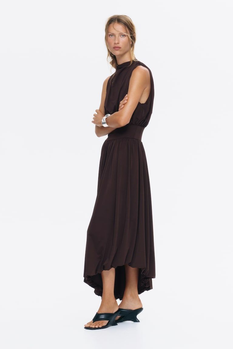 Draped Mock Turtleneck Dress