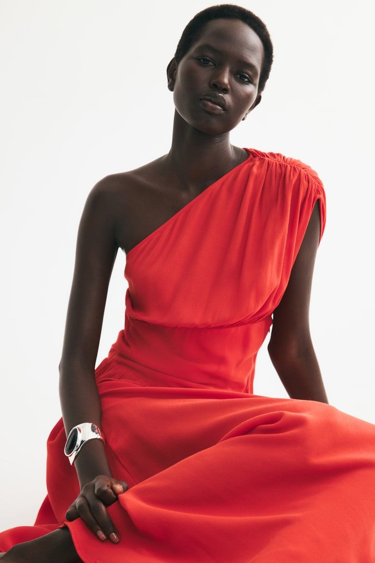 Draped One-Shoulder Dress